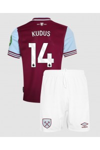 West Ham United Mohammed Kudus #14 Jalkapallovaatteet Lasten Kotipeliasu 2024-25 Lyhythihainen (+ Lyhyet housut)